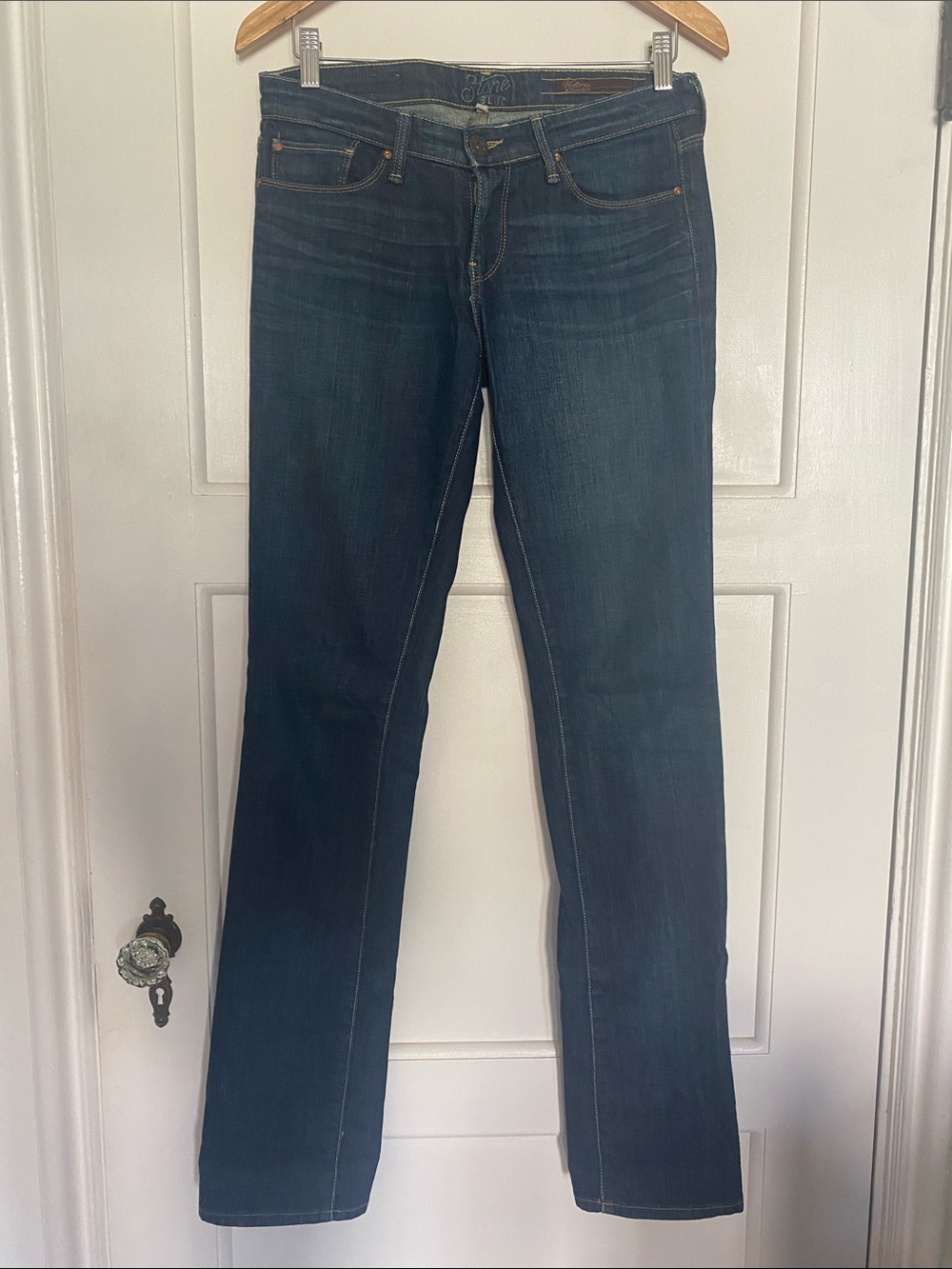 Stone Blue “Victoria” Straight Leg Jeans